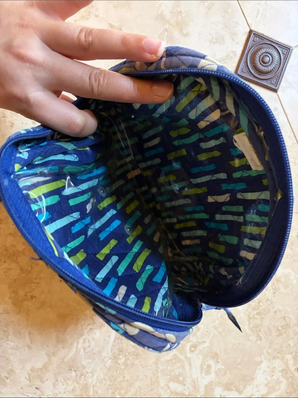 Vera Bradley Turquoise Blue Multi Quilted Cosmetic Case